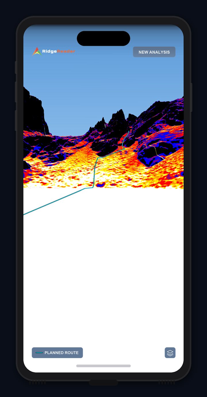 The same face returned with slope-angle shading laid over the terrain.